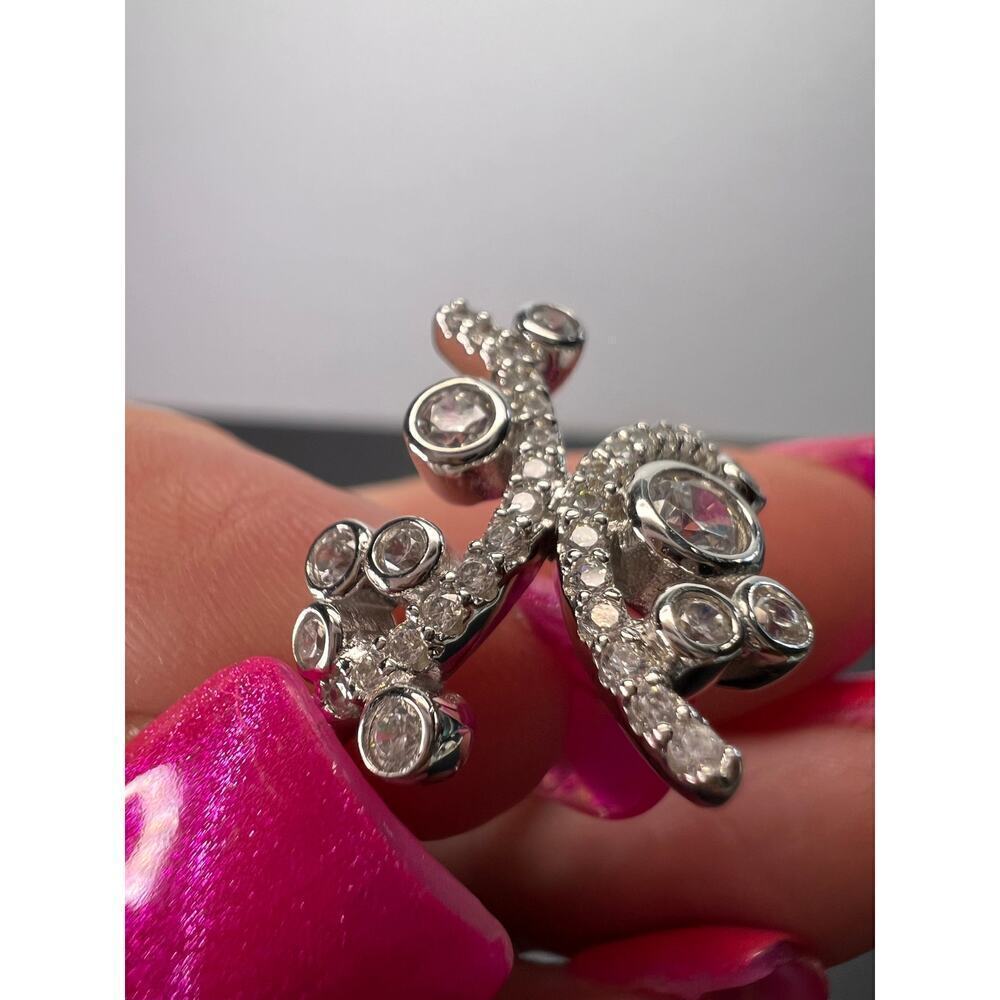CZ bypass sterling silver bubble cocktail ring size 10 - Picture 7 of 8